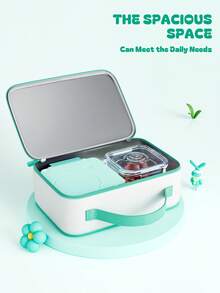 Meoky Insulated Lunch Box – 1pc Large Capacity Thermal Bag With Cute Cartoon Design, Reusable Bento Lunch Tote Keeps Food Warm & Fresh, Ideal For Back To School, Kindergarten, Picnic & Travel - Green - View 2