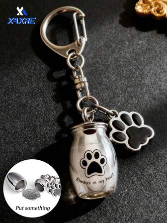 XAXRE قلادة ذكرى لرماد الحيوانات الأليفة كلاب وقطط، حاويات صغيرة لرماد الحيوانات الأليفة، مجوهرات تذكارية بطبعة قدم الحيوان، قلادة بشكل قدم الكلب لحمل رماد الحيوانات الأليفة مع أكياس تخزين للقطط، وعاء تذكاري للحيوانات الأليفة المحروقة