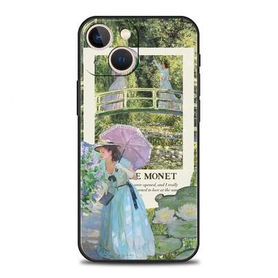 Luxury Phone Case compatible with Apple  11 15 14 Pro MAX 12 13 7 8 Plus X XR XS MAX SE Silicone Black Cover Funda Claude Monet Art, Cover compatible with funda  17 pro max, funda  17 pro, funda  17, funda  16, funda  16 pro max, funda  15