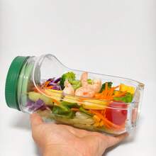 1 New Salad Box With Side-Opening Lid, Suitable For Office Meals And Fitness Meals. It Can Be Given As A Gift To Your Boyfriend. Vertical Layered Salad Container With Built-In Bowls And Transparent Lids, A Space-Saving Kitchen Storage Box. Salad Canister, Christmas Gift, Holiday Gift, Also Suitable For Offices, Schools, Picnics, Refrigerators, Lunches, Breakfasts, Snacks, Salads, Nuts, Waffles, Fresh Food, Snacks, And Cookie Boxes. - Multicolor - View 4