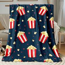 Cozy Movie Night Flannel Blanket - Soft  Polyester With HD Digital Print Popcorn, Soda & Film Reel Design, Black Background & Neon Accents, Super Soft Flannel Printed 3D Blanket, As Birthday Gifts, Family, Wedding, Souvenir Blankets, Polyester Blankets Suitable For All Seasons, Washable, Machine Washable, Lightweight, Breathable, Comfortable, Warm, Unique, 280gsm For Him, Her Personalized Ideal Gifts For Her, Him, Family, Boyfriend, Girlfriend, Father, Family, Mother, Lover, Daughter, Son, Grandfather, Grandmother, Friend, Classmate, Pet. Perfect Nap, Camping, Travel, Home, Daily Life, Office Decoration, Birthday, Anniversary, Valentine's Day, Thanksgiving, Christmas, Halloween, Mother's Day, Father's Day, Wedding, New Year Gifts ,Sofa,Bed,Car,Bedroom,Living Room,Office,  Outdoor Camping, Beach,Wall Decoration - Nhiều màu 3 - Xem 5