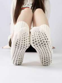 3 Pairs Multi-Color Unisex Yoga Socks, Fashion Cuff Design, Full Foot Silicone Non-Slip Shock-Absorbing, Suitable For Dance, Pilates, Yoga, Indoor Fitness, Back To School Gift Traction Socks