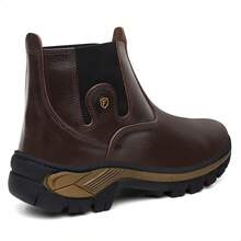 Men's Waterproof Leather Boot, Combat Boot, Comfortable Gel Insole - Coffee - View 6