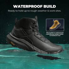Composite Toe Boots For Men – Waterproof Lightweight Non-Slip ASTM F2412-24 & ASTM F2913-24 Work Boots For Warehouse & Construction, VaporGuard-Nano - 黑色 - 查看 6