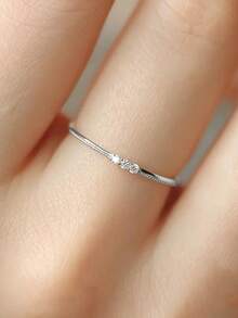 1 chiếc nhẫn đá Cubic Zirconia cổ điển, kiểu dáng nữ, thích hợp cho đám cưới, lễ đính hôn, ngày Valentine và các dịp khác. - Bạc - Xem 4