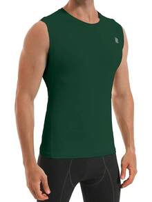 GYHSRunhit Sleeveless Compression Shirt Men Top Athletic Muscle Shirts Men - 墨綠色 - 查看 2