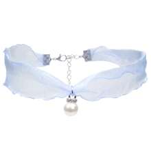 1/4/5/6pcs Handmade Lolita Accessories Women's Neckband Bowknot Blue Heart Pendant Choker Collarbone Chain Butterfly Necklace Suitable For Comic Exhibition Activities Necklace - 2#藍色褶皺紗珍珠 - 查看 13