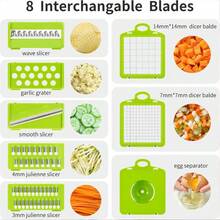 16pcs Multifunctional Vegetable Chopper Set - Manual Food Processor With Container, Perfect For Slicing, Dicing & Shredding Fruits & Veggies - EManual Kitchen Gadget, No Electricity Needed, Quick Cleanup - For Home, Restaurant, Meal Prep - Garlic, Onion, Potato, Carrot, Salad Prep - Compact Storage Design, Noelectricity Kitchenware, Sleek Kitchen Tool - 灰色 - 查看 4