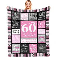 40/50/60. Geburtstag Frau, 40/50/60.TER Geburtstag Frau,150x130CM Geschenke zum 40/50/60 Geburtstag Frauen, Lustige Geburtstagsgeschenk für Frauen 40/50/60 Jahre Mama Oma, Deko 40/50/60 Geburtstagsgeschenk Decke - Pink - Übersicht 3
