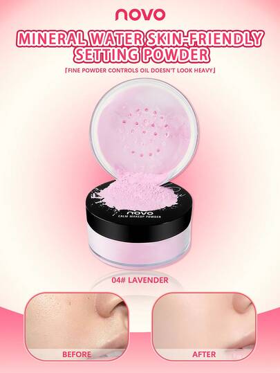 NOVO Poudre libre imperméable, résistante à la transpiration et contrôlant le sébum. Texture de poudre fine longue tenue, sans transfert. Dissimule les pores, finition mate naturelle, sans effet de flashback. Convient à tous les types de peau.
