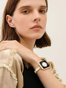 纤细简约女士金色链条表带，可调节耐用金属正式款 表带，兼容 38/40/41/42/44/45/46/49 毫米，兼容 Series Ultra/SE/11/10/9/8/7/6/5/4/3/2/1