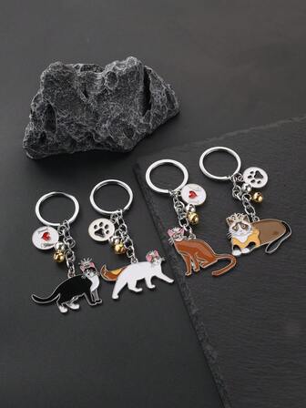 1个帅气宠物猫钥匙扣，帅气猫咪钥匙圈挂件，男友汽车钥匙扣，男士时尚个性化动物手提包背包钥匙扣吊坠配饰，傲娇魅力佩戴皇冠猫咪吊坠钥匙扣，家庭节日珠宝礼物，同学好朋友男孩礼物