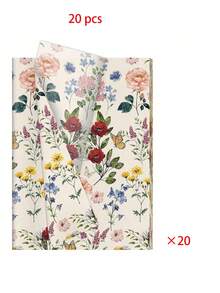 1张/10张/20张/50张野花图案薄纸，尺寸50*35厘米（19.7英寸*13.78英寸），适合DIY手工制作，红色罂粟花印花艺术装饰薄纸，非常适合派对礼物包装、生日礼物包装、花束包装、鞋子和衣服包装、礼品袋填充物，以及各种场合的装饰，如情人节、教师节、感恩节、母亲节、婚礼和生日礼物。 - 彩色 - 查看 12