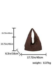 2025秋冬新款时尚灯芯绒大容量多口袋单肩腋下托特包 - 咖啡 - 查看 8