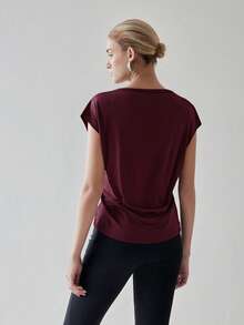 Women Blouses - 紅木色 - 查看 3