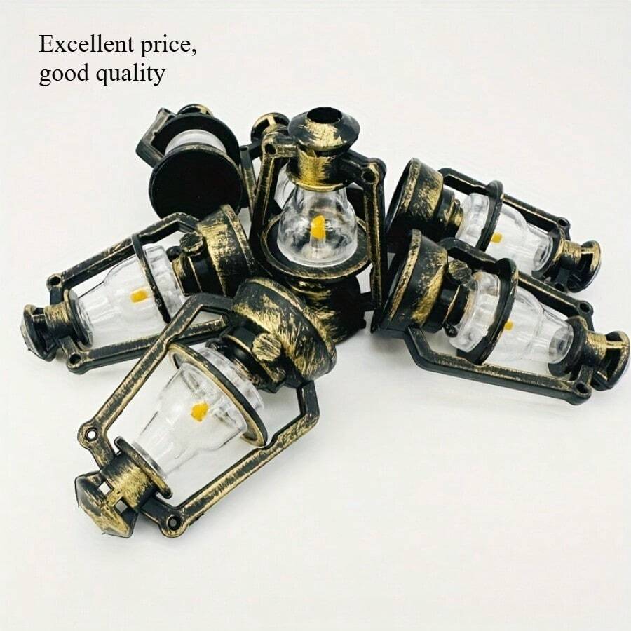 2PCS Retro Coal Oil Lamp Model - Perfect For DIY Decoration, Photography Props, And Handicrafts, Doll House Tabletop Decoration, As A Handmade Material For Easter, Halloween, Christmas, And New Year Gifts. Classic Holiday Decoration Design, Nostalgic Lighting, Finely Replicated Lightweight Props, Miniature Lighting Home Accessories, A Choice For Holiday Shoppers - 2個 - 查看 1