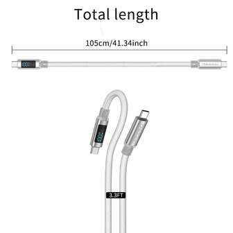  Cabo USB-C para USB-C RAMMIND [1 Pacote, 1m] Cabo de Carregamento Rápido de 100W com Exibição de LED Compatível com iPhone 17 16 15 Pro Plus Pro Max Air, iPad Pro, Galaxy S25 S24, MacBook Air, Pixel