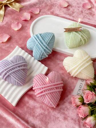 Molde de silicona con forma de corazón para hacer velas aromáticas y jabones hechos a mano, molde hecho a mano con diseño irregular de hilo con tema del Día de San Valentín