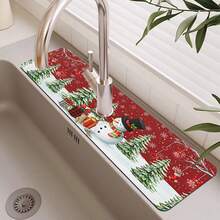 1pc, New Year's Christmas Diatom Mud Faucet Absorbent Pad, Bathroom Faucet Splash Pad, Moisture-Proof Anti-Slip Faucet Pad, Kitchen Counter Accessories. - Multicolor - View 22