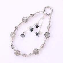 Korean Style Iridescent Rose Short Phone Chain For Women, Elegant Bell Flower Pendant Bag Charm,  Handcrafted Multi-Purpose Hanging Accessory, Stylish Mobile & Purse Ornament, Fashionable Girly Daily Use Phone Strap - Mặt dây chuyền hoa kèn K4878 màu xanh đậm - Xem 5