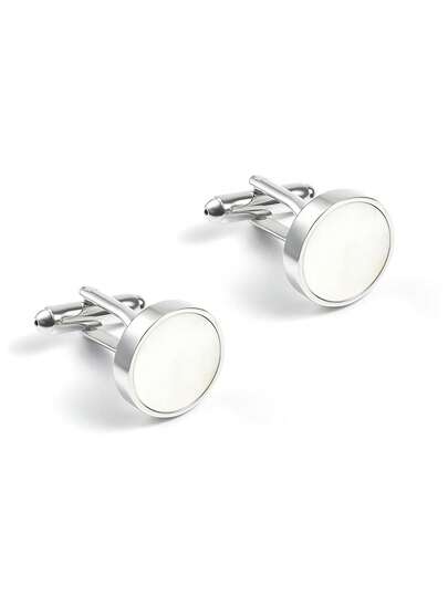 彩色贝壳袖扣，男士金属法式袖扣