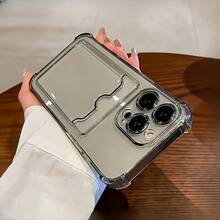 透明TPU保护壳，带卡槽，兼容 17、 17 Pro Max、 16、 16 Pro Max、 15、 15 Pro Max、12 Pro Max、13 Pro Max、14 Pro Max、13、14、11、12 Pro、14、 XS8P、78GES2、A56、A55、A36、A13 4G、A22、A21S、A51 4G，国际版，非国内版 - 黑色 - 查看 5