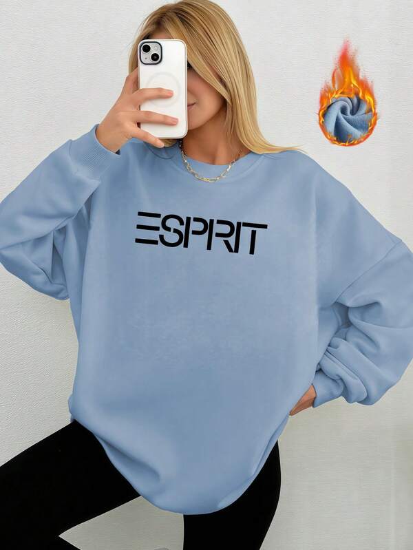 Nieuw in de herfst/wintercollectie 2025: ESPRIT hoodie met lange mouwen en print, casual stijl, losse pasvorm, dik en warm, perfect voor de herfst/winter. Comfortabel en veelzijdig, met een streetwear-uitstraling. Pullover hoodie met lange mouwen, zacht en ademend, warm en behaaglijk, dames winterkleding, kerstoutfit, nieuwjaarsoutfit, Valentijnsdag, strand, lente, elegant, casual, vakantie.