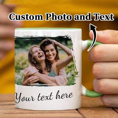 1pc 11oz Personalized Custom Mug, Customized Coffee Cup - Customizable With Photo And Text. Printed With Blessing Message And Custom Text, This Unique Customized Gift Mug Suitable For Both Men And Women. Ideal For Valentine's Day, Mother's Day, Father's Day, Thanksgiving, Birthday And Anniversary Gifts. Father's Day Gift, Personalized Gifts For Men