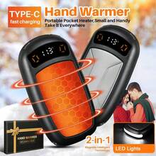 Yoomue 2 Packs Rechargeable Hand Warmers With COB Light, Portable Magnetic Electric Hand Warmers With 12hrs Warmth, Equipped With COB Lights, Provide High Lumen Lighting, Best Christmas Gifts, Winter Gifts For Women Men - Black - View 3