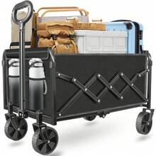 Vehículo plegable de 360 libras y 25 pulgadas con 4 ruedas para todo terreno, carrito de compras plegable y portátil práctico, adecuado para compras, deportes, jardín y camping