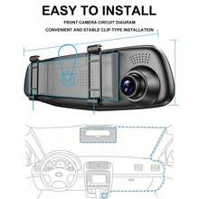 Dual Cameras Rear View Mirror Dash Camera Video Recorder Car DVR Mirror Dash Cam | Night Vision Backup Smart Mirror Camera Parking Assistance,150mAh Battery