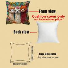 2D Flat Printing Spring 1pc Alpaca Pattern Pillow Cover, 45x45cm, Soft And Comfortable Polyester, Non-Real Embroidery, Zipper Closure, Hand Washable, Ideal For Farmhouse, Car, Office, Home Sofa Living Room And Bedroom Decor, No Insert Included - Red & Green - View 8