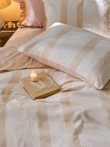 2/3 件卡其色华夫格涤纶羽绒被套套装，时尚现代四季床上用品套装，柔软、透气、可机洗（1 个羽绒被套 + 1/2 个枕套） - 卡其色 - 查看 2