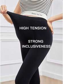 1 件孕妇紧身裤，黑色，保暖内衬，可调节腹部支撑带，适合日常穿着 - 黑色 - 查看 3