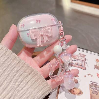 1 قطعة غطاء سماعات بلوتوث لاسلكية بتصميم فراشة ثلاثية الأبعاد مع قلادة، متوافق مع Huawei FreeBuds 5i/FreeBuds 6i/7i، FreeBuds SE 2/SE 3/FreeBuds Pro 3/Pro 4، غطاء سماعات بلوتوث لاسلكية كورية جميلة ل- FreeBuds SE 4