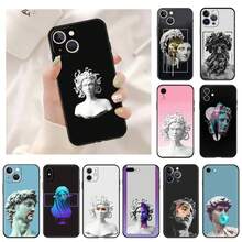 Funda de teléfono de silicona negra con arte de la estatua de David de Medusa de Michelangelo, compatible con iPhone 15 Pro Max, 14, 13, 12, 11, 15 Pro Max Mini, 7, 8 Plus, X, XR, SE, y también con Galaxy S17, S17 Pro y S17 Pro Max - b10 - Ver 1