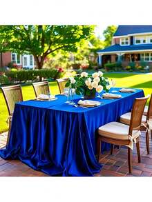 1 pièce Grande nappe bleu royal élégante et de luxe pour mariages, banquets, événements formels - Décoration de fête de luxe, nappe facile d'entretien, parfaite pour les douches de mariée et les occasions spéciales, nappes de mariage, décoration d'intérieur - bleu indigo - Voir 4