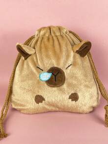 1 Stück süße Capybara Plüsch Bündel Tasche mit Kordelzug, kann Internetprominenz Delfin Schreibwaren aufheben, große Kapazität tragbare Aufbewahrungstasche