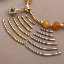 10 件 304 不锈钢管珠长弯管面珠连接器散珠适用于 DIY 腕链脚链项链首饰制作