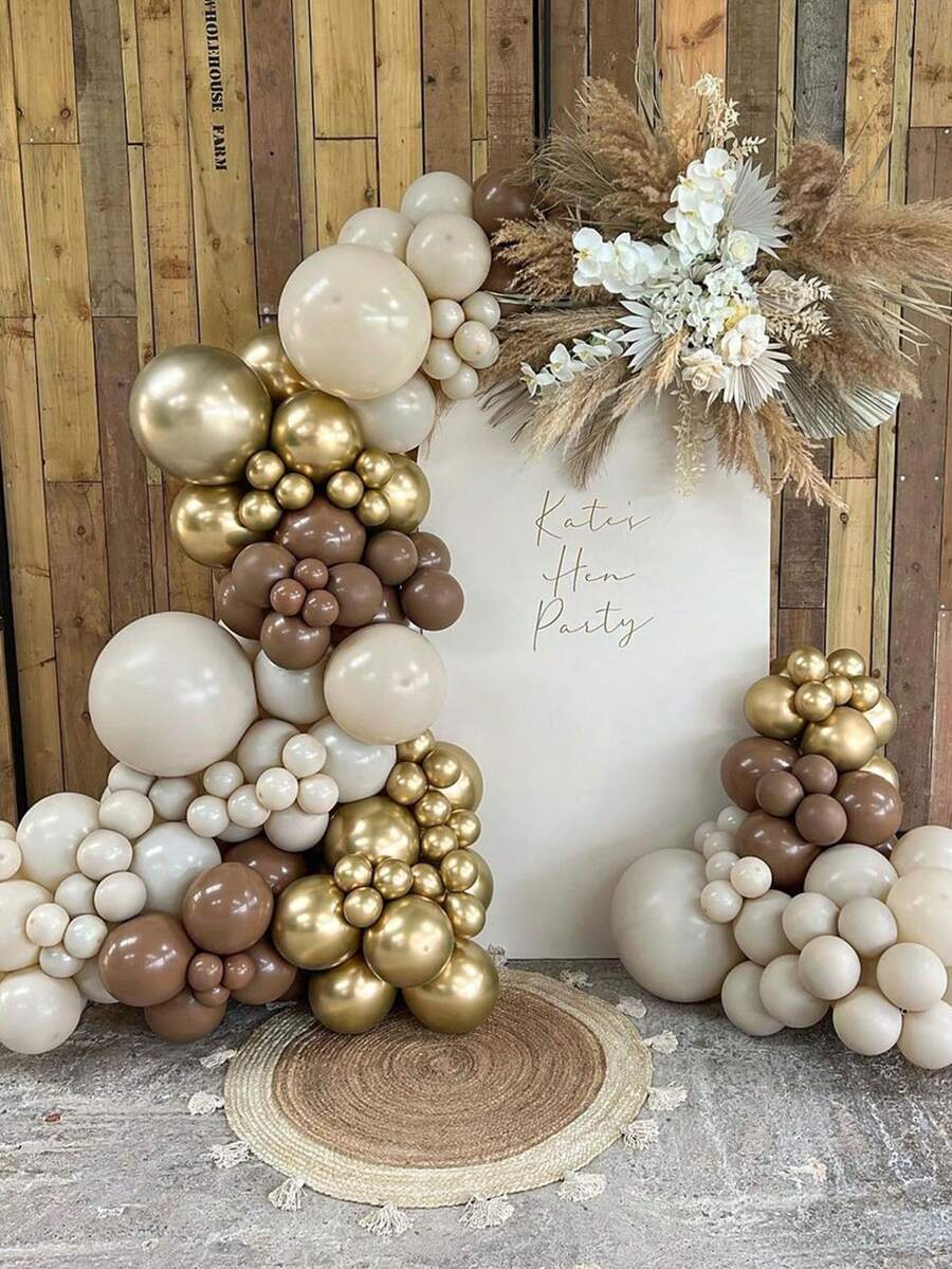 139pcs Brown Coffee Beige Balloon Garland Arch Kit Kids Birthday Party Baby Shower Decoration Baptism Christening Wedding - As Picture - View 1