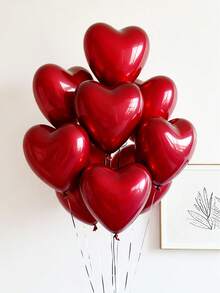 20pcs 10-Inch Pomegranate Red Heart Shaped Latex Balloons, Suitable For Birthday Party Decoration, Valentine's Day Decoration, Proposing To Lover, Engagement Decoration, Wedding Decoration, Room Decoration, Outdoor Photography Props, Christmas Decorations, Christmas Home Decor