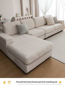 1 Vỏ bọc đệm ghế sofa chống trượt bằng vải Jacquard sang trọng, mềm mại và thân thiện với da, thân thiện với thú cưng, vỏ bọc ghế sofa chống trầy xước, phù hợp với ghế sofa kết hợp hình chữ L và ghế sofa 1/2/3/4 chỗ ngồi (bán riêng lẻ), đa năng cho mọi mùa - Màu be - Xem 7