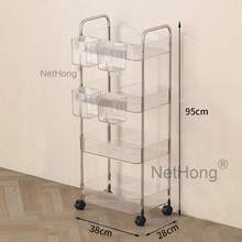 Folding Trolley Cart Shelf Storage Rack Rolling Office Wheels Metal 3/4/5 Tier - Black - View 38