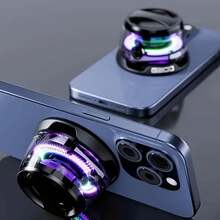 Altavoz portátil magnético sin varillas, luz ambiental colorida, mini altavoz con soporte para móvil, graves de alta definición, ideal para exteriores/coche/música/juegos/viajes/deportes, regalo de escritorio - Negro - Ver 5