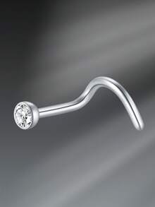 CIZME 1pc/Set 20G Titanium Steel G23 Nose Rings For Women Men,Silver Clear Diamond CZ L Shaped Nose Studs Top 1.5mm 2mm 2.5mm 3mm CZ Nose Piercing Jewelry Nose Ring Studs Jewelry - Silver - View 7