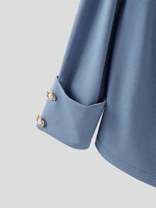 INCERUN Fashion Mens V-Neck Buttons Long Sleeve Pleated Party Casual Loose Blouse Office Work Solid Shirt Tops - 藍色 - 查看 8