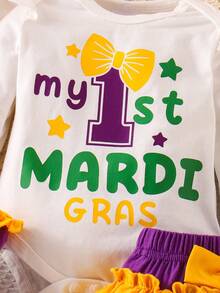 2pcs Baby Girls Cute Dopamine Color White Long Sleeve Bodysuit + Colorful Skirt Set, Autumn/Winter