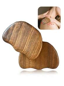 2件/3件/4件檀香按摩工具套装，包括面部和头部按摩刮刀、面部美容按摩棒、用于肌肉放松的身体按摩板