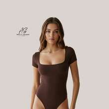 KIT WITH 2 SHORT SLEEVE BODYSUITS WITH ZIP AND DOUBLE LINING IN SUPLEX FABRIC - 黑/ 棕 - 查看 3