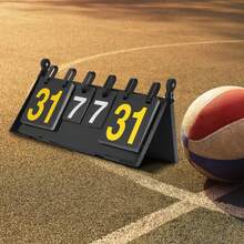 4 Digits Scoreboard Sports Score Counter Scoring Board Score Flippers Flip 1-31 For Indoor/Outdoor Sports Competitions Or Games - Black and White and Yellow - View 1